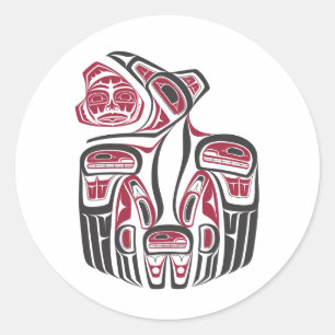 Haida Raven Design Runder Aufkleber