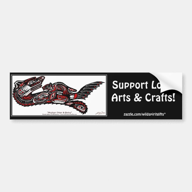Haida SEA OTTER & BABY Wildlife Art Auto Sticker (Vorne)