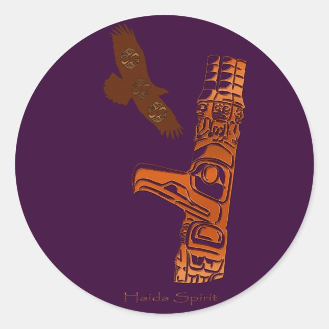 HAIDA SPIRIT Adler & Totem Pole Art Stickers (Vorderseite)