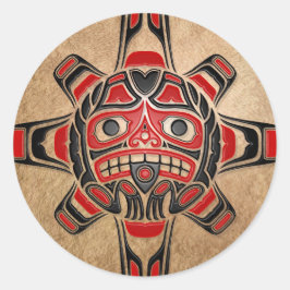 Haida Sun Mask Runder Aufkleber
