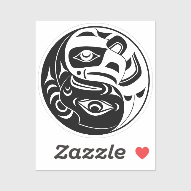 Haida Thunderbird Black and White Eagle Circle Aufkleber (Blatt)