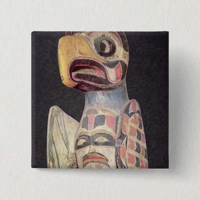 Haida-"Thunderbird" Statue (gemaltes Holz) Button (Vorderseite)