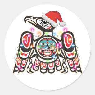 Haida Thunderbird Symbolismus Ornament Ziel Christ Runder Aufkleber