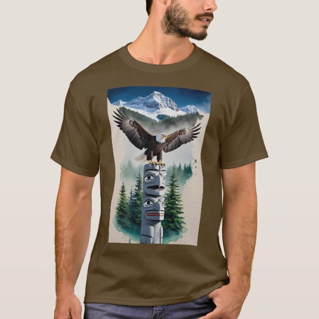 Haida Totem und Bald Eagle T-Shirt (Vorderseite)