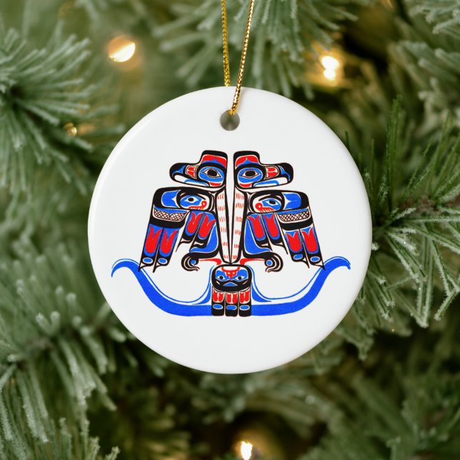 Haida Tribal Double Thunderbird Native American Keramik Ornament (Baum)