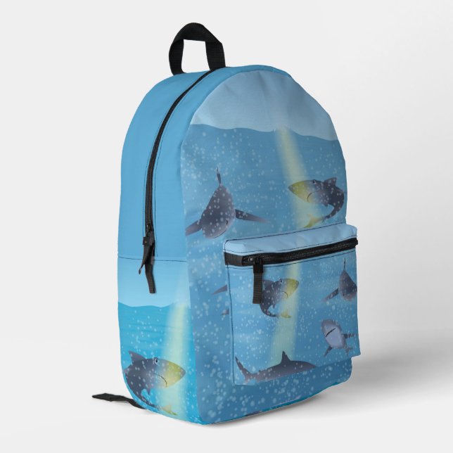 Haie Bedruckter Rucksack (Rückseitige Ecke links)
