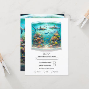 Haie & Fisch Aquatische Aquarell Aquarium RSVP Einladung