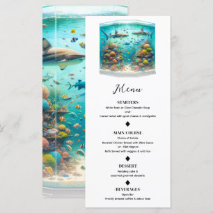 Haie & Fische Aquatic Watercolor Aquarium Speiseka Menükarte