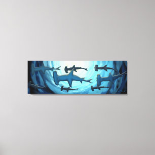 Haie in Silhouette mit Sun Ball Leinwanddruck