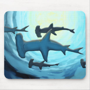 Haie in Silhouette mit Sun Ball Mousepad