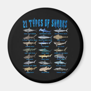 Haie liebt 21 Arten von Haien Magnet