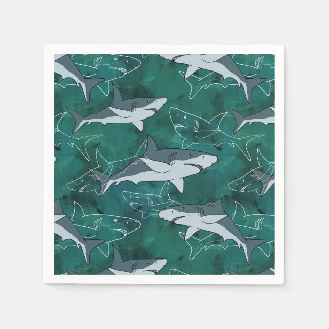 Haie, Meere, Meer, Fische, Raubfische, Tiere, Kief Serviette (Vorderseite)