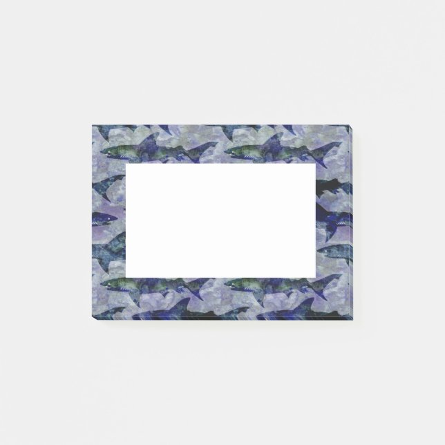 Haie Muster in Lila und blau Post-it Klebezettel (Vorderseite)