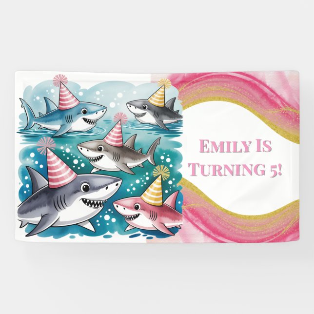 Haie Niedlich unter der Sea Girl Birthday Party Banner (Horizontal)