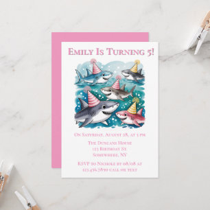 Haie Niedlich unter der Sea Girl Birthday Party Einladung