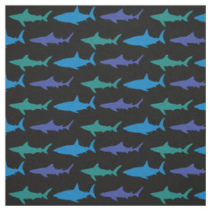 Haie Niedliche Silhouette Blau Schwarz Stoff