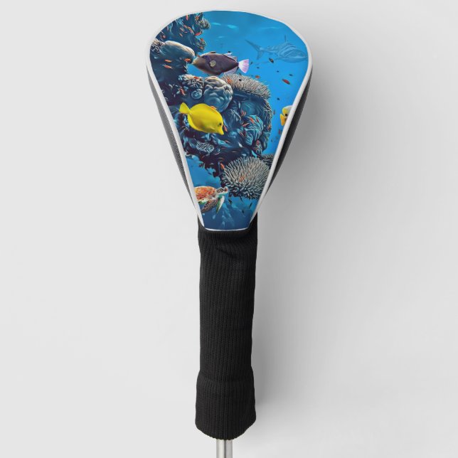 Haie, Schildkröten und Fische im Leben auf See Golf Headcover (Vorderseite)