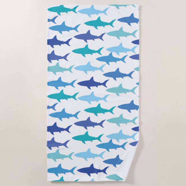 Haie Silhouetten Schatten des Blauen  Strandtuch (Vorderseite)
