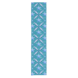 Haie Starfish Ocean Life Nautical Coastal Blue Kurzer Tischläufer