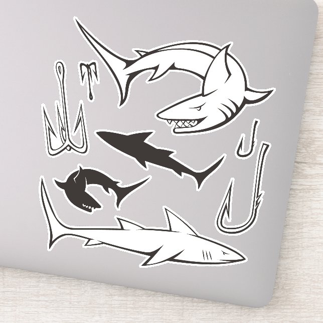 Haie und Haken Icon-Set Aufkleber (Detail)