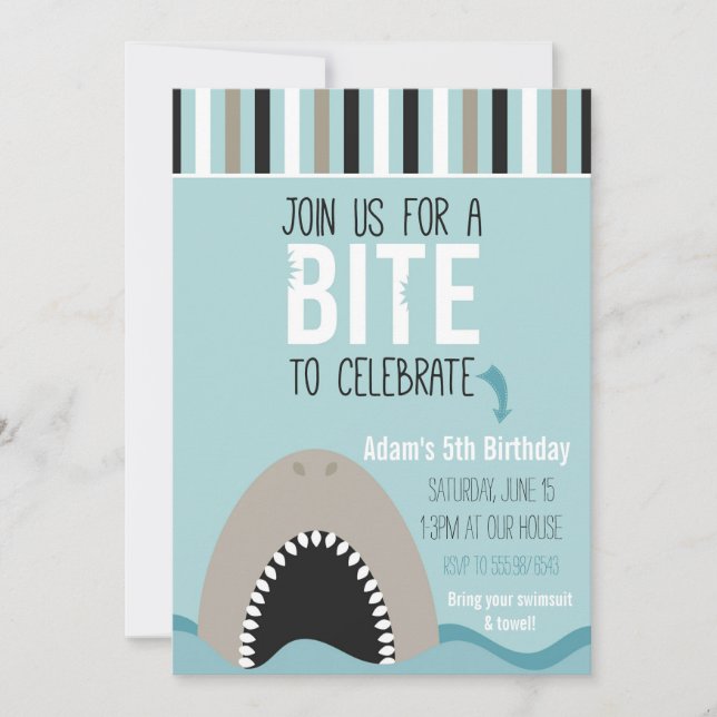 Haie und Streifen zum Geburtstag Einladung (Vorderseite)