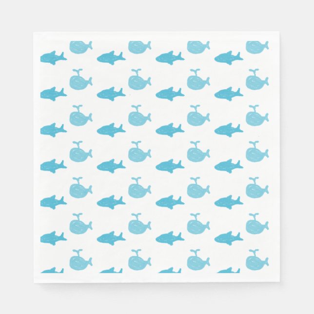 Haie und Whales Blue Boy's Baby Shower Serviette (Vorderseite)