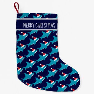 Haie Weihnachtsmannmütze Blauer Weißer Hai Tier Kleiner Weihnachtsstrumpf