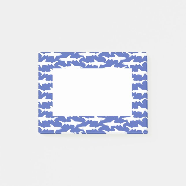 Haifisch-Angriff - Blau und Weiß Post-it Klebezettel (Vorderseite)