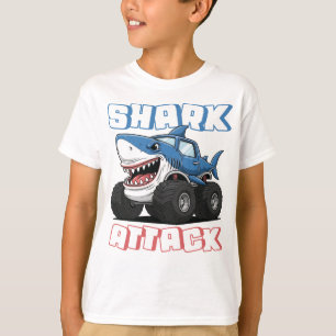 Haifisch-Angriff-Monster-Truck-Kinder T-Shirt
