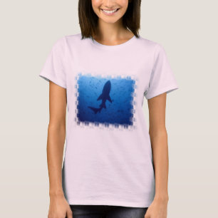 Haifisch-Angriffs-Damen-langer Hülsen-T - Shirt