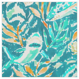 Haifisch-Bissaquamarine-Ozean-Leben-Aquarell Stoff