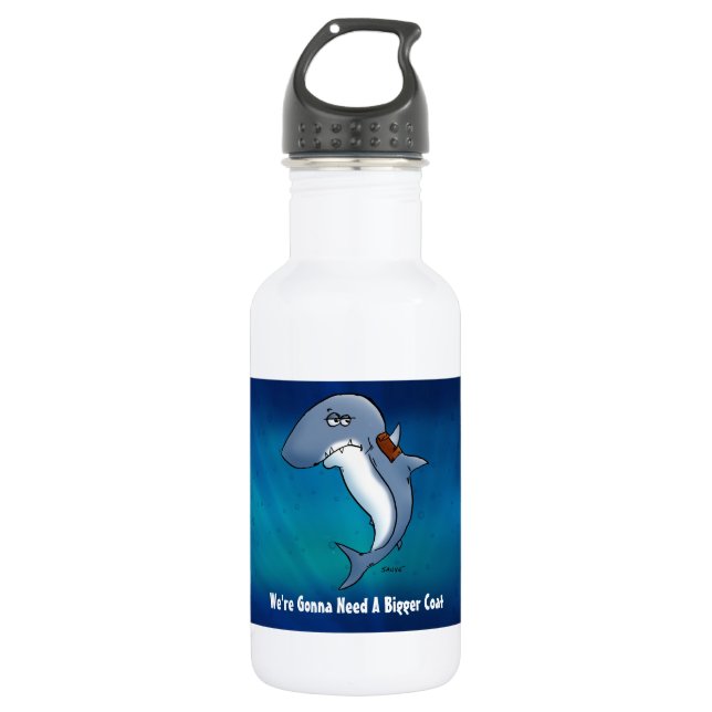 Haifisch braucht einen größeren Cartoon Funny Funn Trinkflasche (Vorderseite)