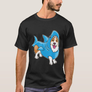 Haifisch Corgi Hund Anzug Welpe Weißer Hai T-Shirt