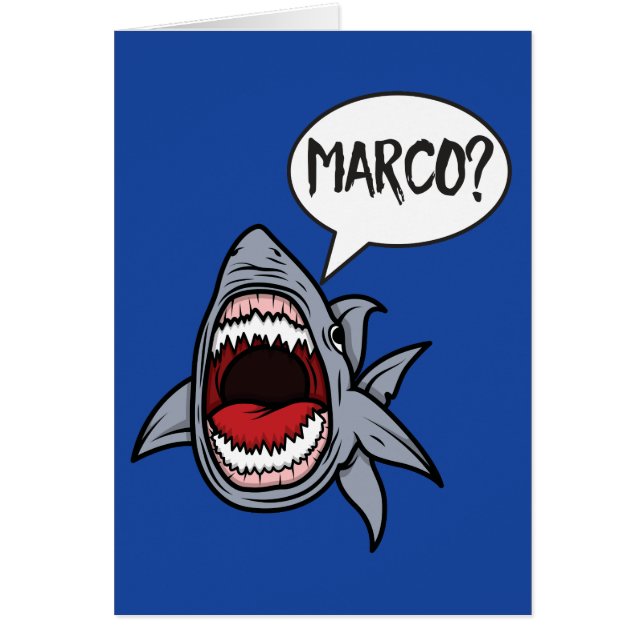 Haifisch, der lustige Karte Marco Polos spielt (Vorne)