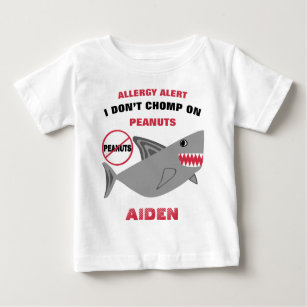 Haifisch-Erdnuss-Allergie-Alarm-personalisierte Baby T-shirt