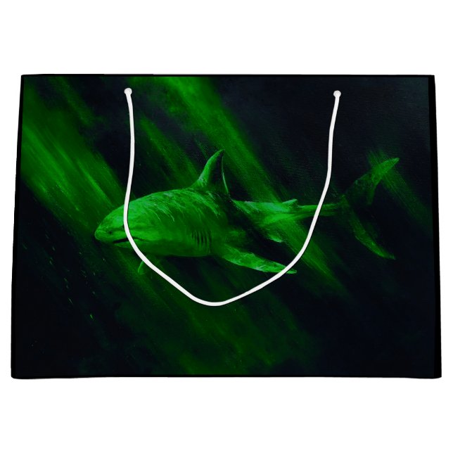 Haifisch Grün Große Geschenktüte (Vorderseite)