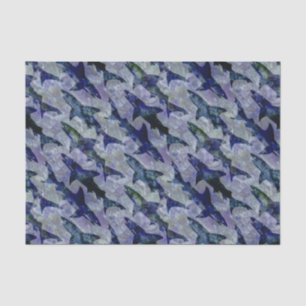 Haifisch-Muster in Lila und in Blauem Seidenpapier