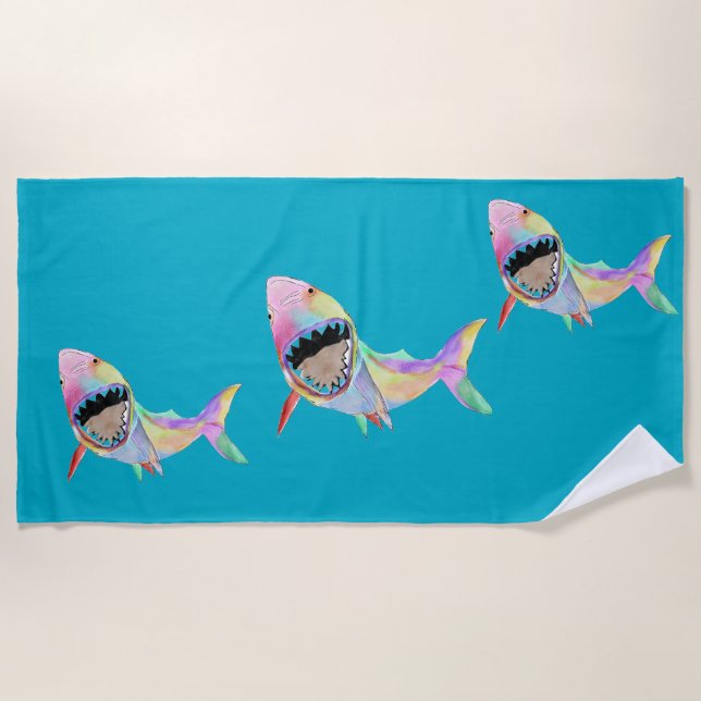 Haifisch-Ozean-Kunst  Strandtuch (Vorderseite)