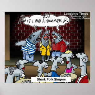 Haifisch-Volksliedsänger Lustige Poster