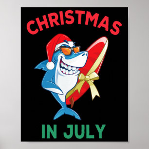 Haifisch-Weihnachten im Juli-Sommerurlaub Strand M Poster