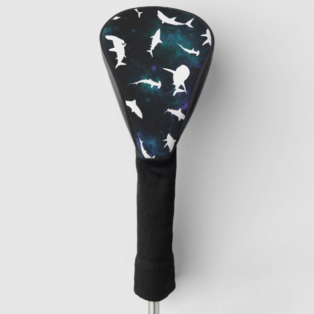 Haifisch-weißer Schatten auf der Dunklen Galaxie Golf Headcover (Vorderseite)