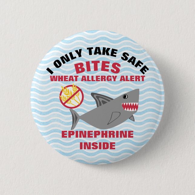 Haifisch-Weizen-Allergie-Alarm-Knopf Button (Vorderseite)