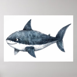 Haifisch zeichnend klein poster