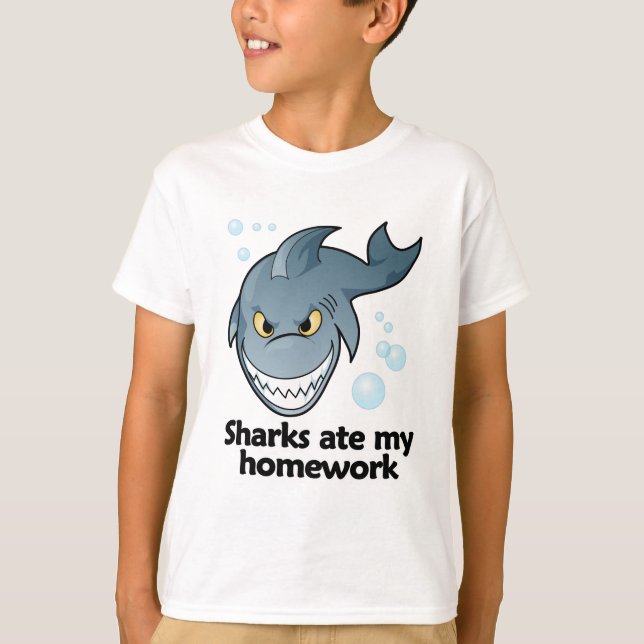Haifische aßen meine Hausaufgaben T-Shirt (Vorderseite)
