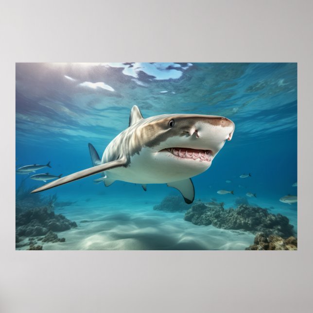 Haifische Blauer Ozean Tiefsee Poster (Vorne)