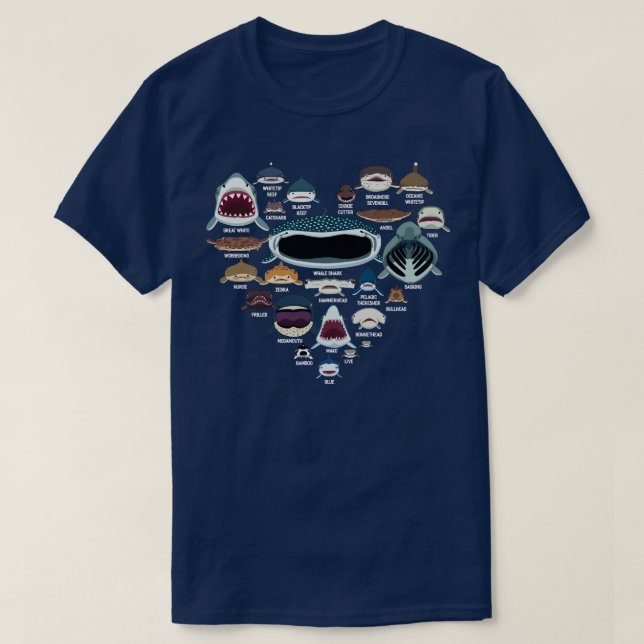 Haifische Faces Whale Shark Fin T-Shirt (Design vorne)