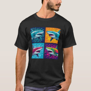 Haifischfisch-Pop-Illustration Farbige Tierfrauen  T-Shirt