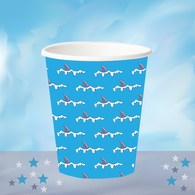 Haifischflossen Doodle Blue Paper Cups Pappbecher (Von Creator hochgeladen)