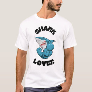Haifischliebhaber Starkes Muskeldesign T-Shirt