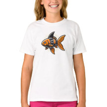 Haiflossen-Goldfisch-T-Shirt von Vin Zzep